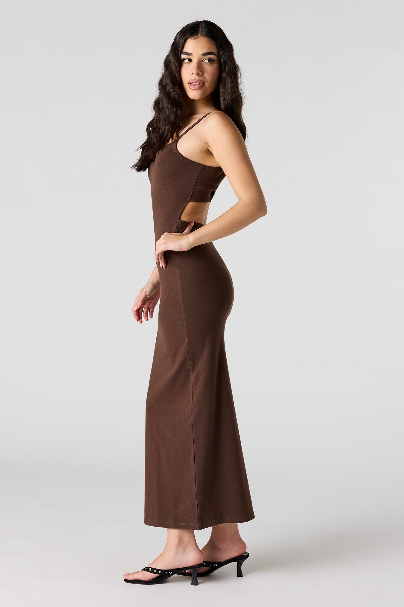 Scoop Neck Back Cutout Maxi Dress