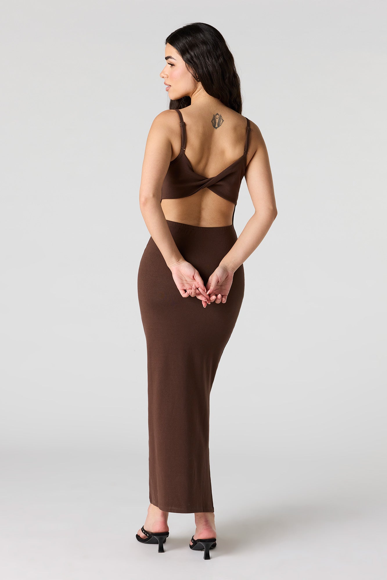 Scoop Neck Back Cutout Maxi Dress