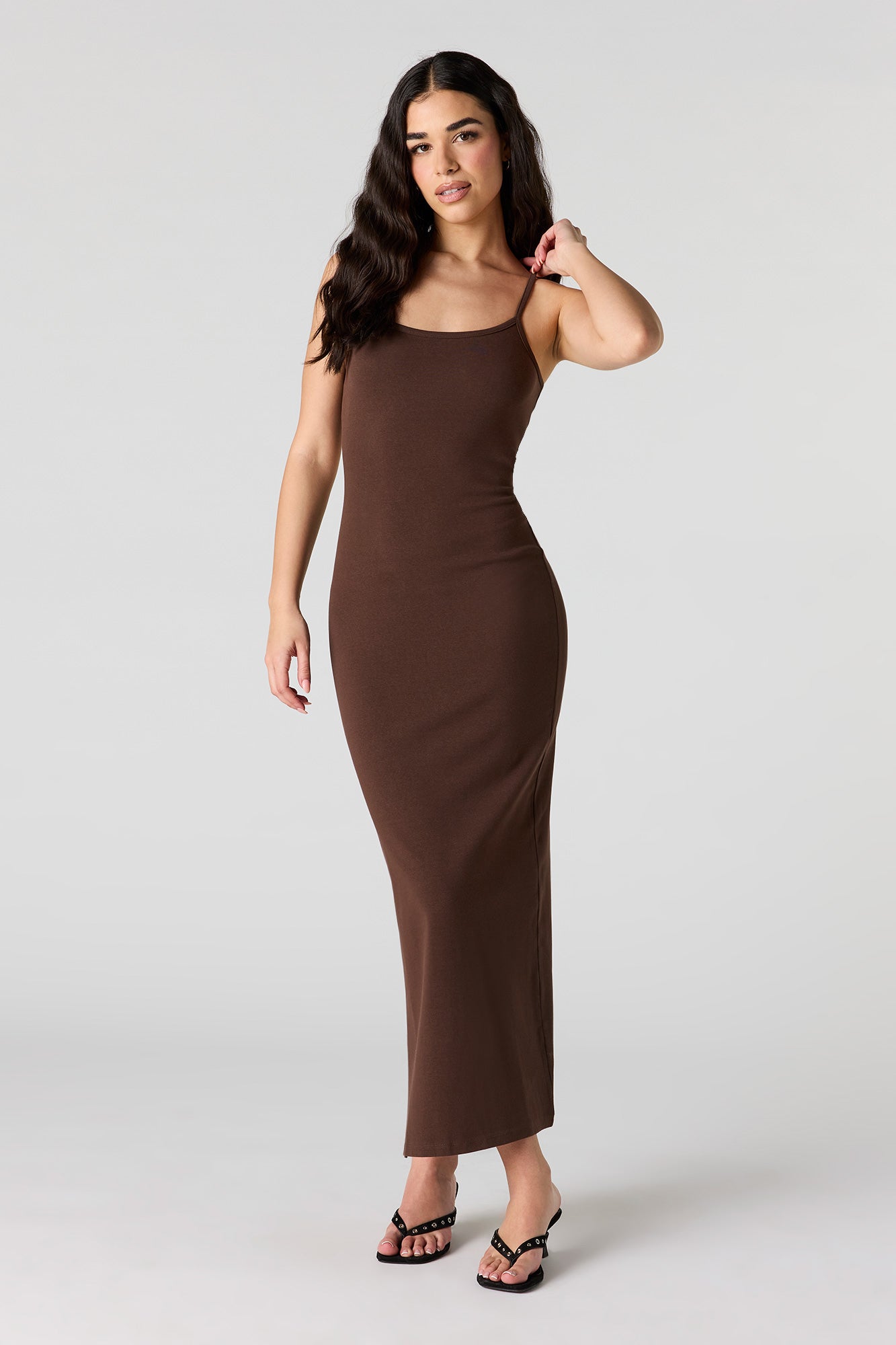 Scoop Neck Back Cutout Maxi Dress