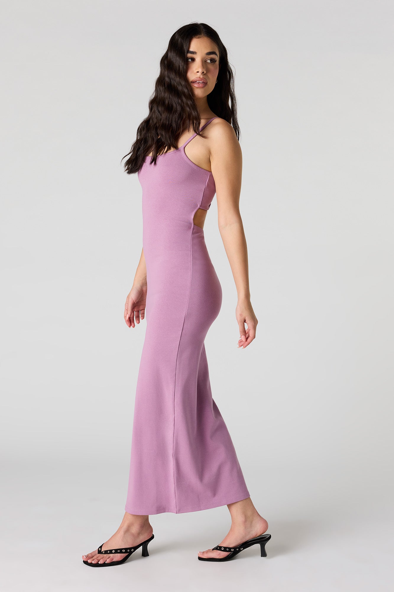 Scoop Neck Back Cutout Maxi Dress