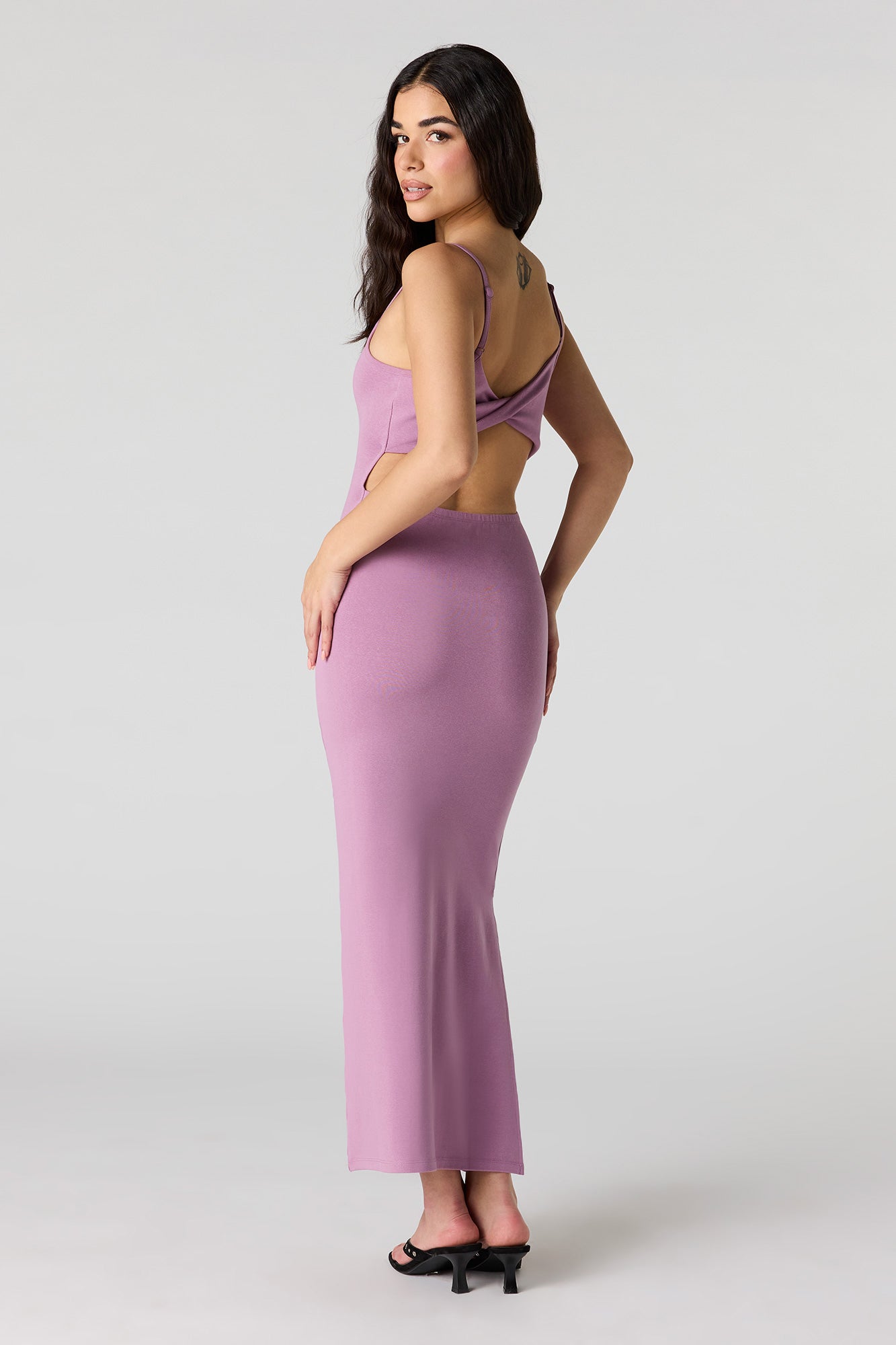Scoop Neck Back Cutout Maxi Dress