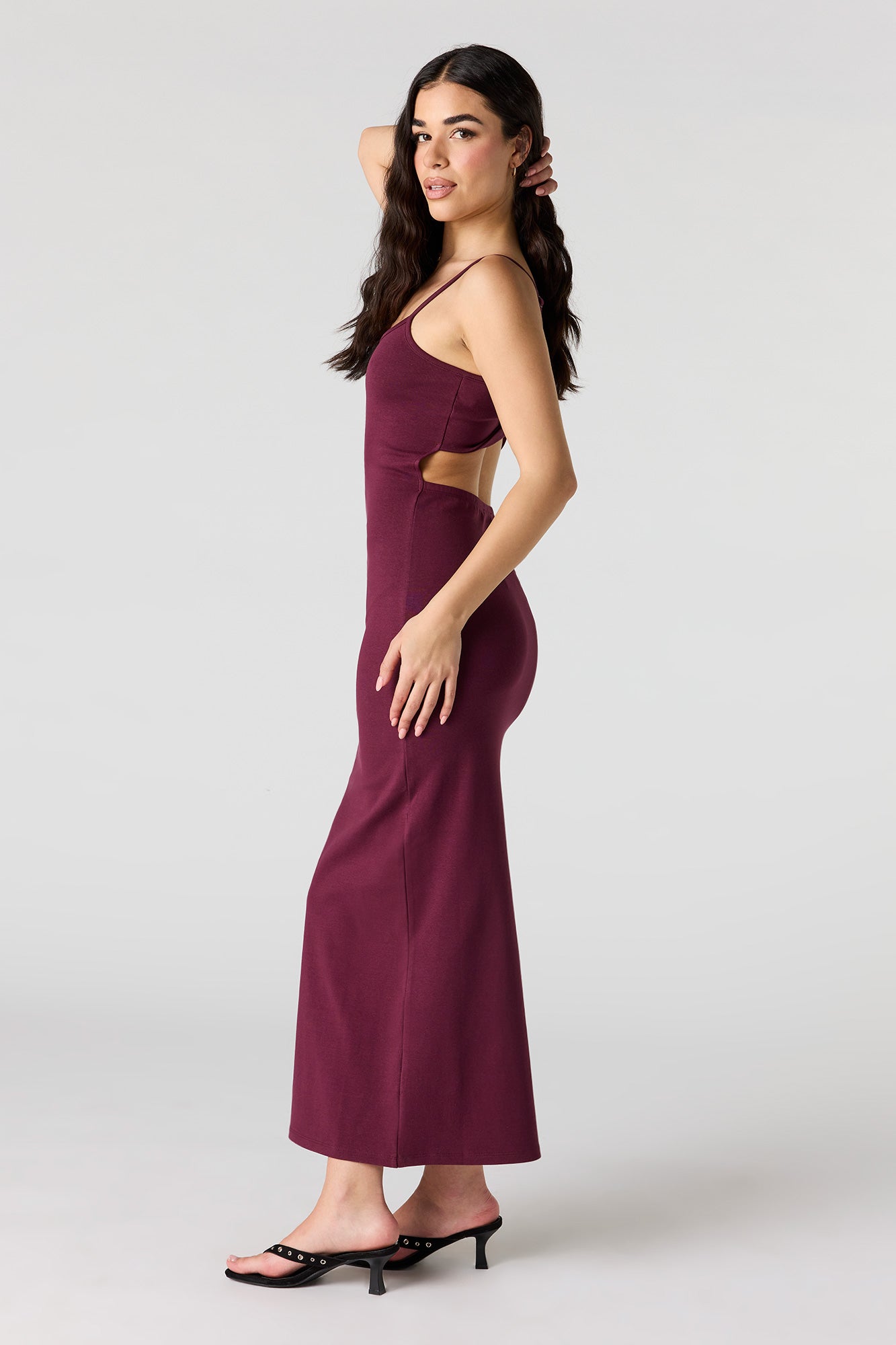 Scoop Neck Back Cutout Maxi Dress