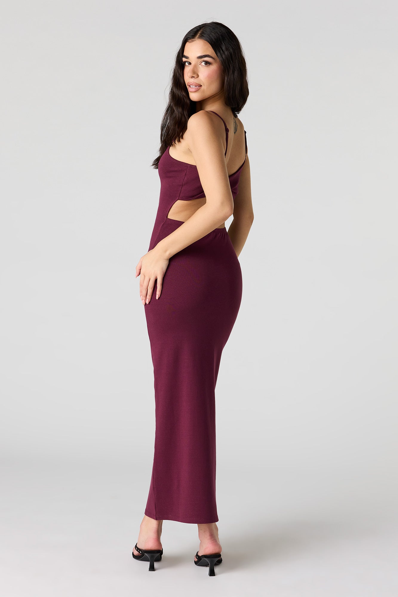 Scoop Neck Back Cutout Maxi Dress
