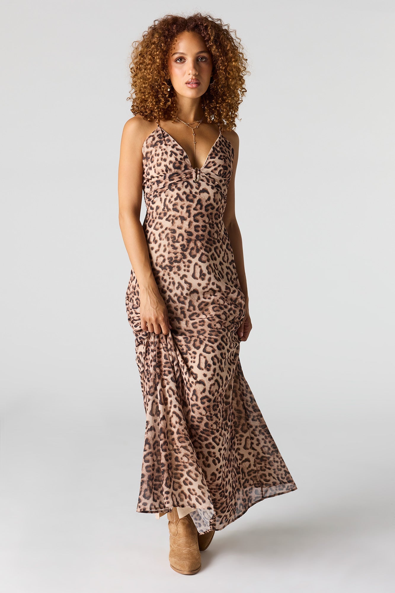 Chiffon V-Neck Maxi Dress
