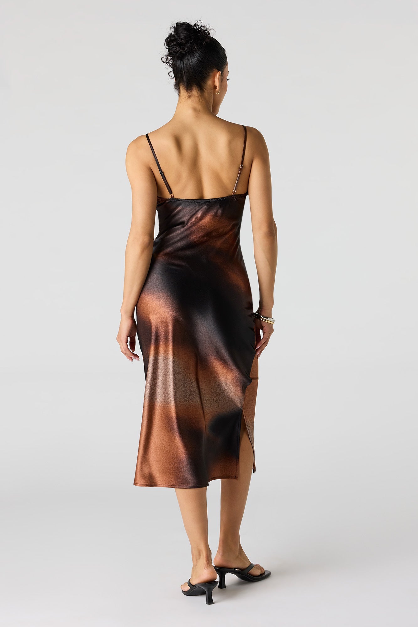 Satin Cowl Neck Midi Dress