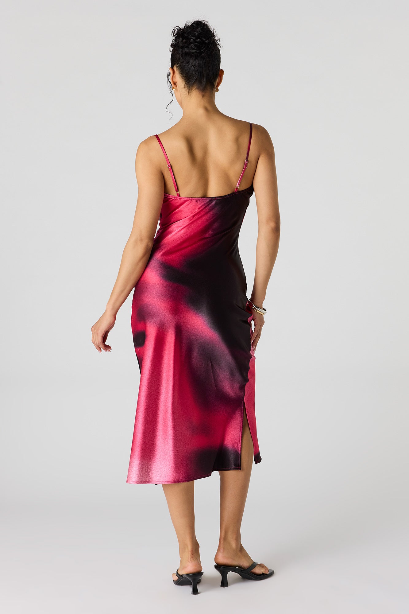Satin Cowl Neck Midi Dress