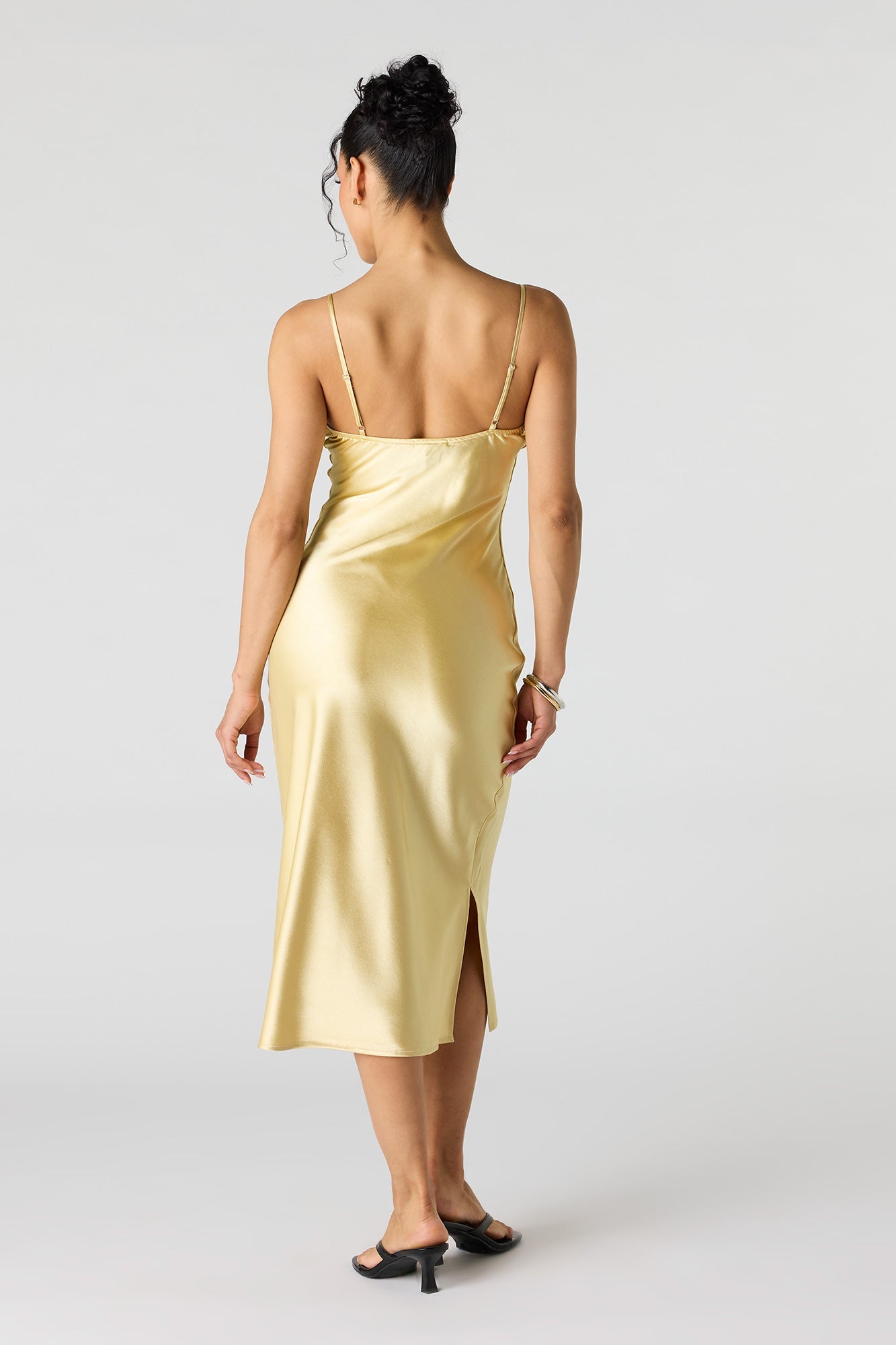Satin Cowl Neck Midi Dress