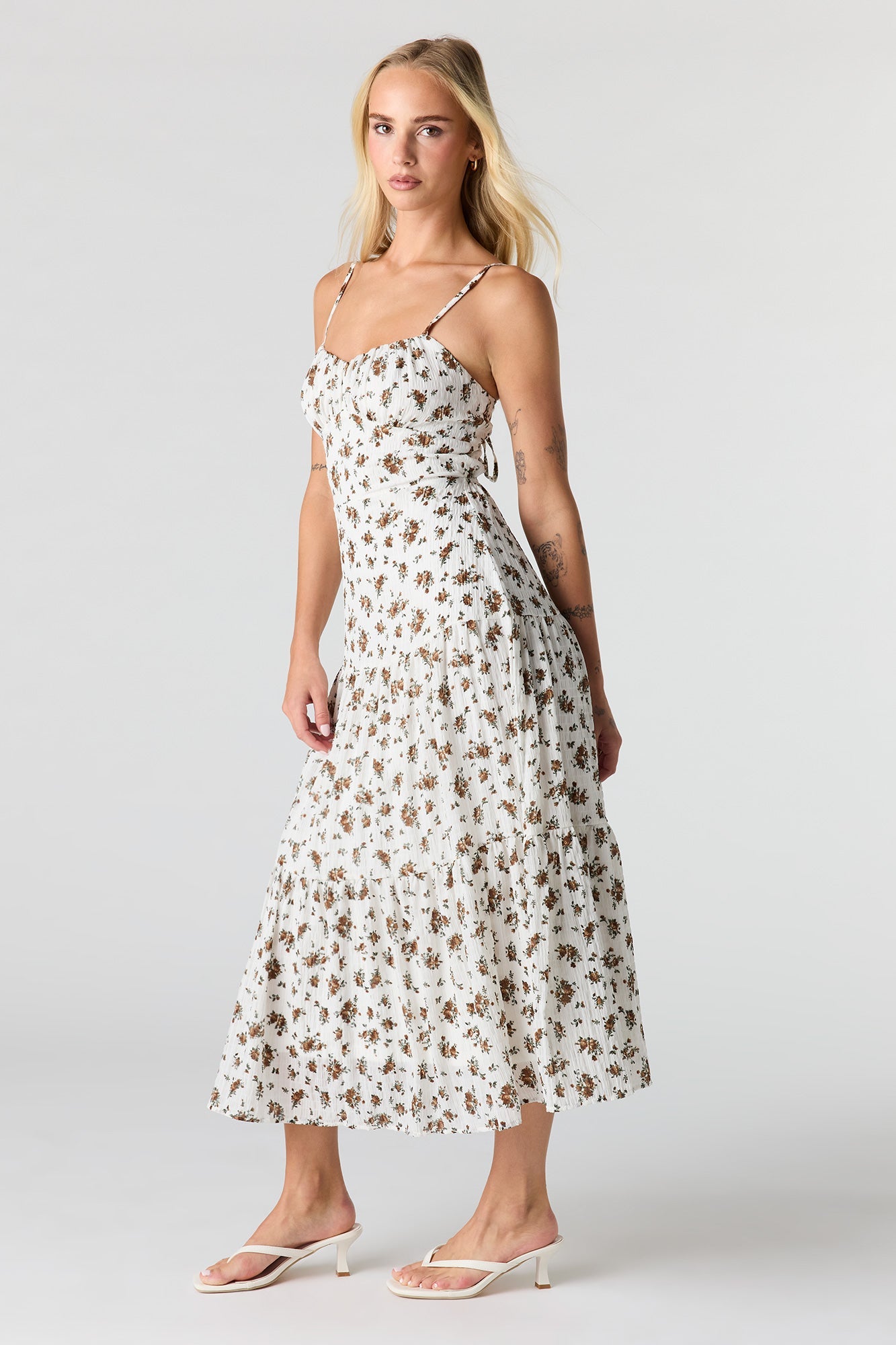 Textured Sweetheart Midi Dress