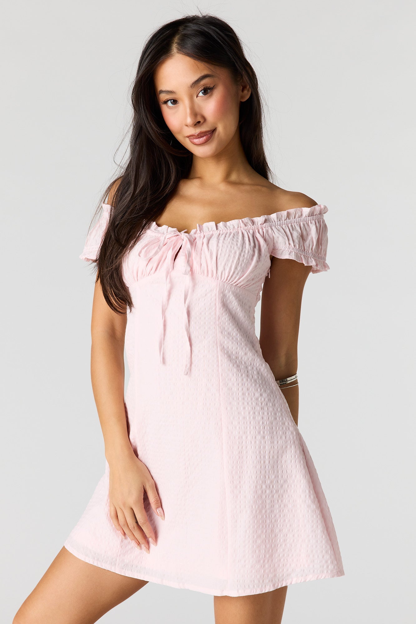 Poplin Smocked Tiered Mini Dress