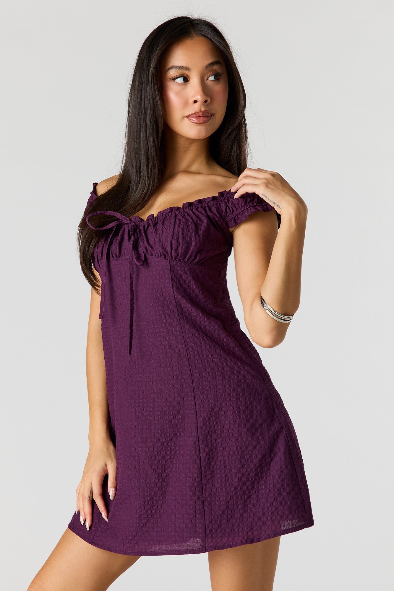 Poplin Smocked Tiered Mini Dress