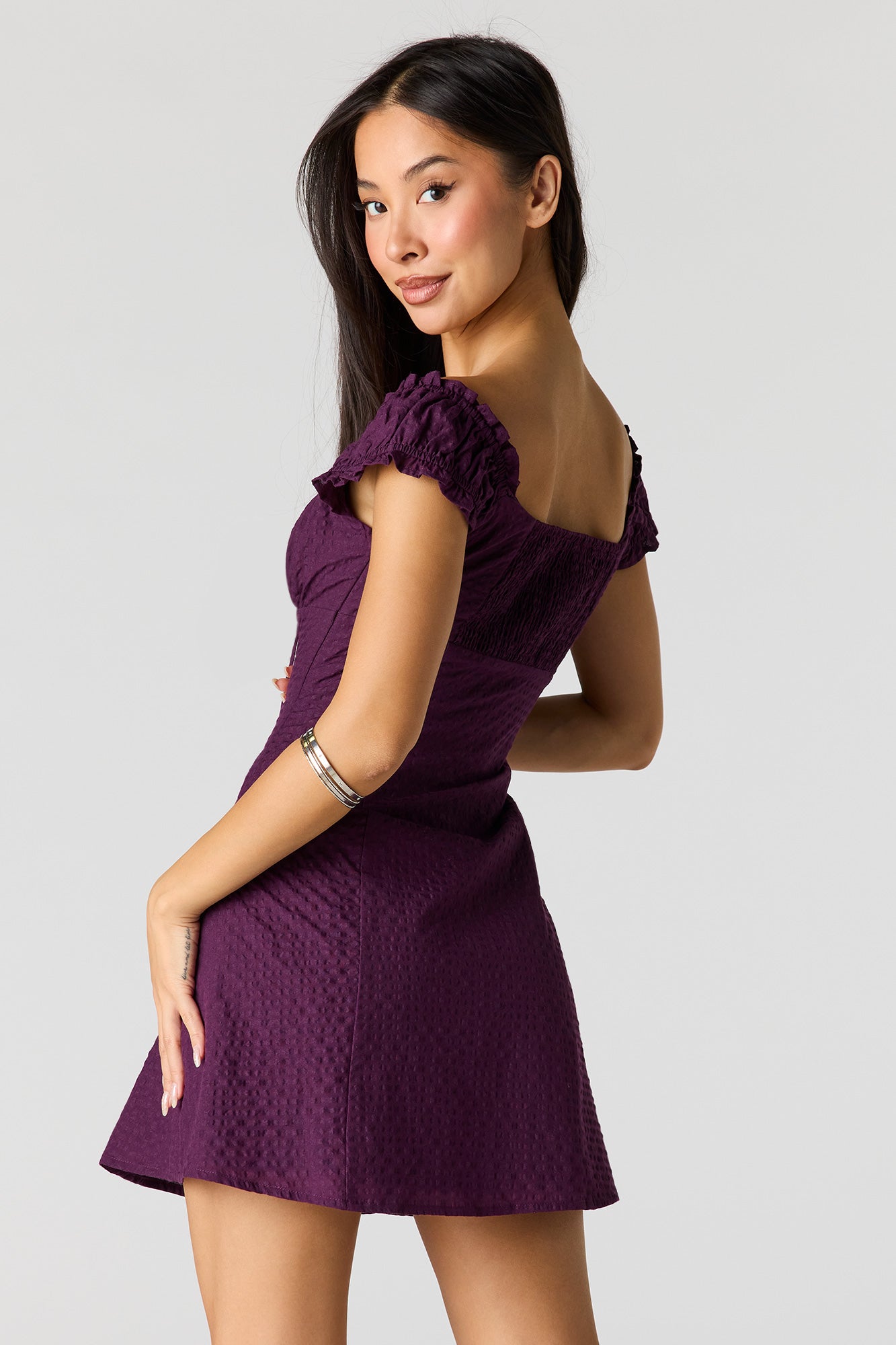 Poplin Smocked Tiered Mini Dress