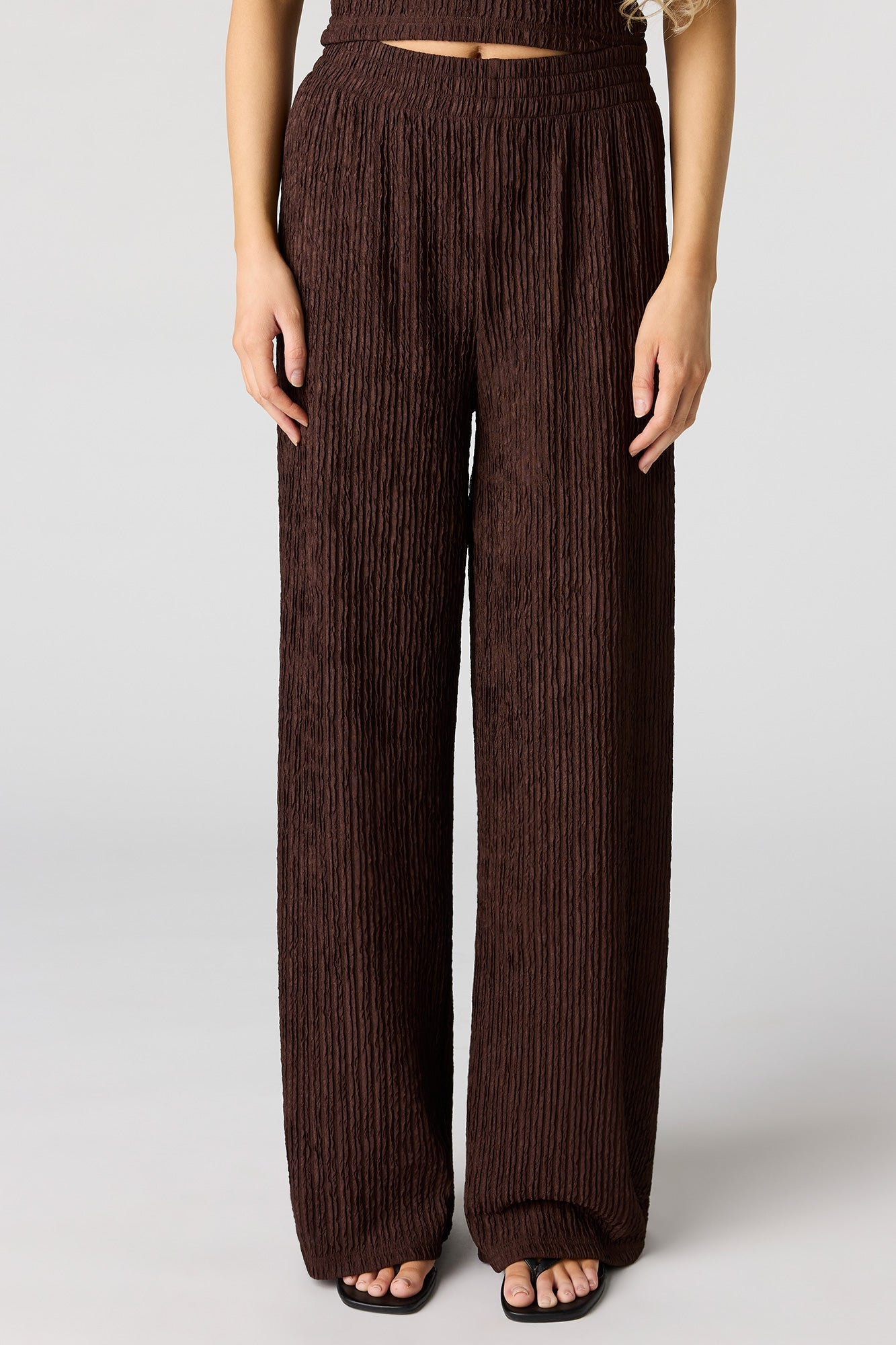 Textured Wide Leg Pant