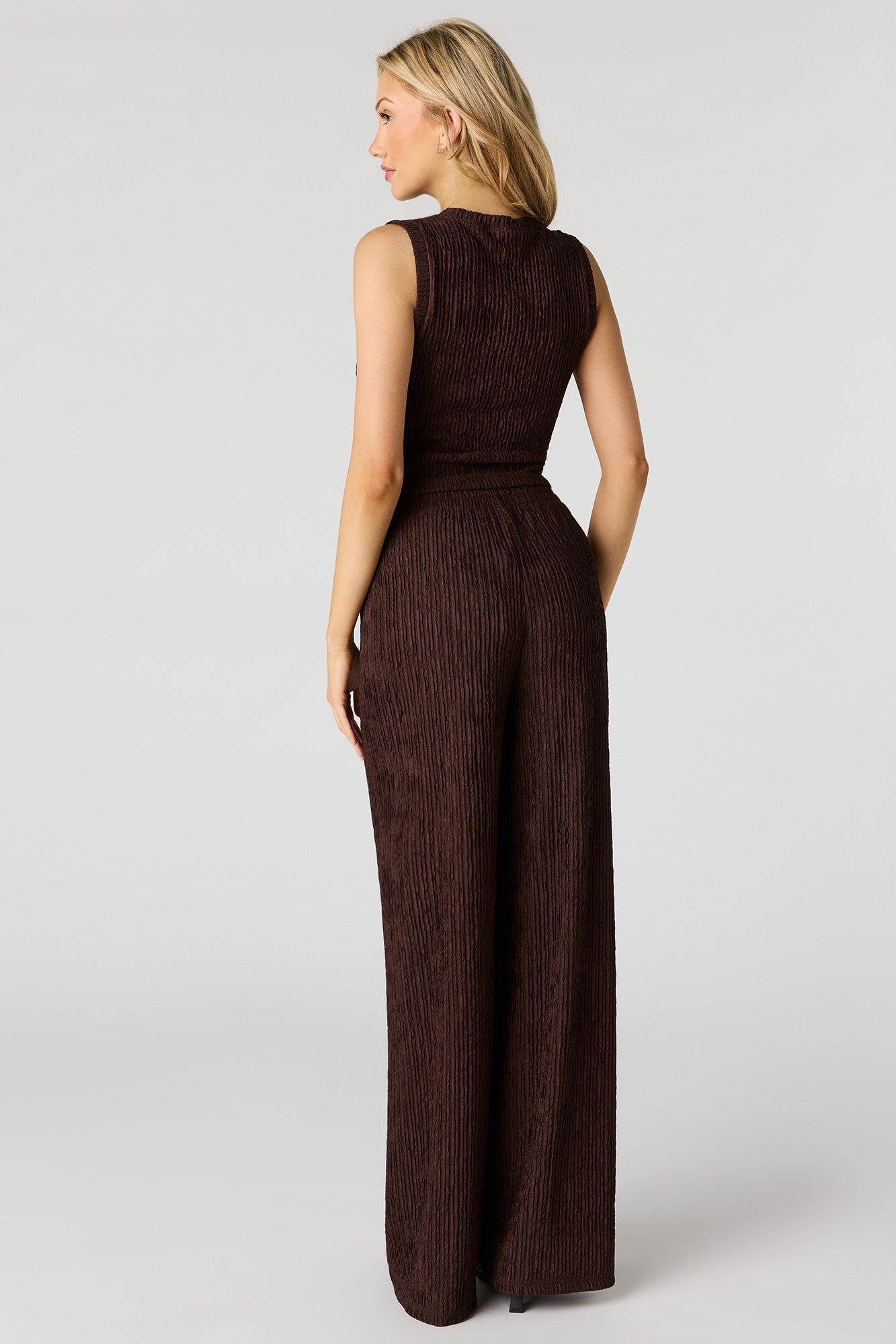 Textured Wide Leg Pant