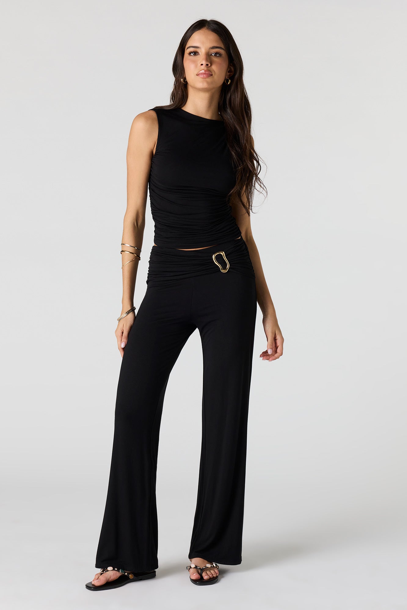 Twist Shoulder Ruched Tank