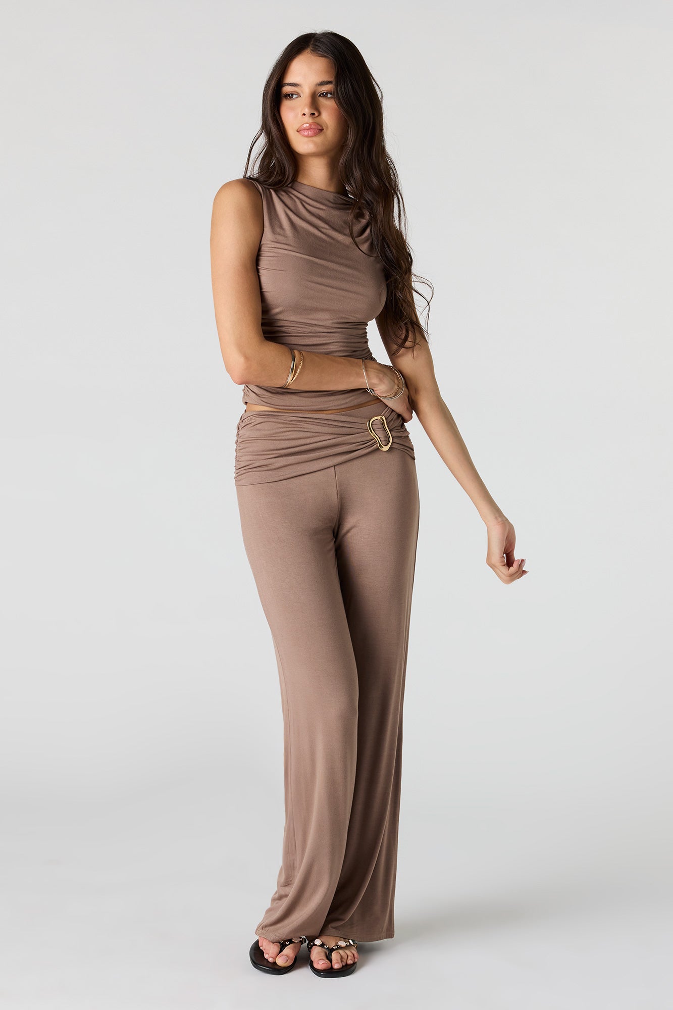 Twist Shoulder Ruched Tank