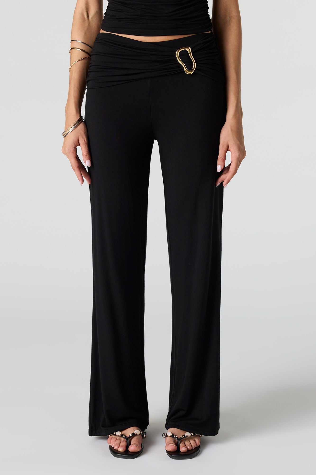 Ruched Waist Wide Leg Pant