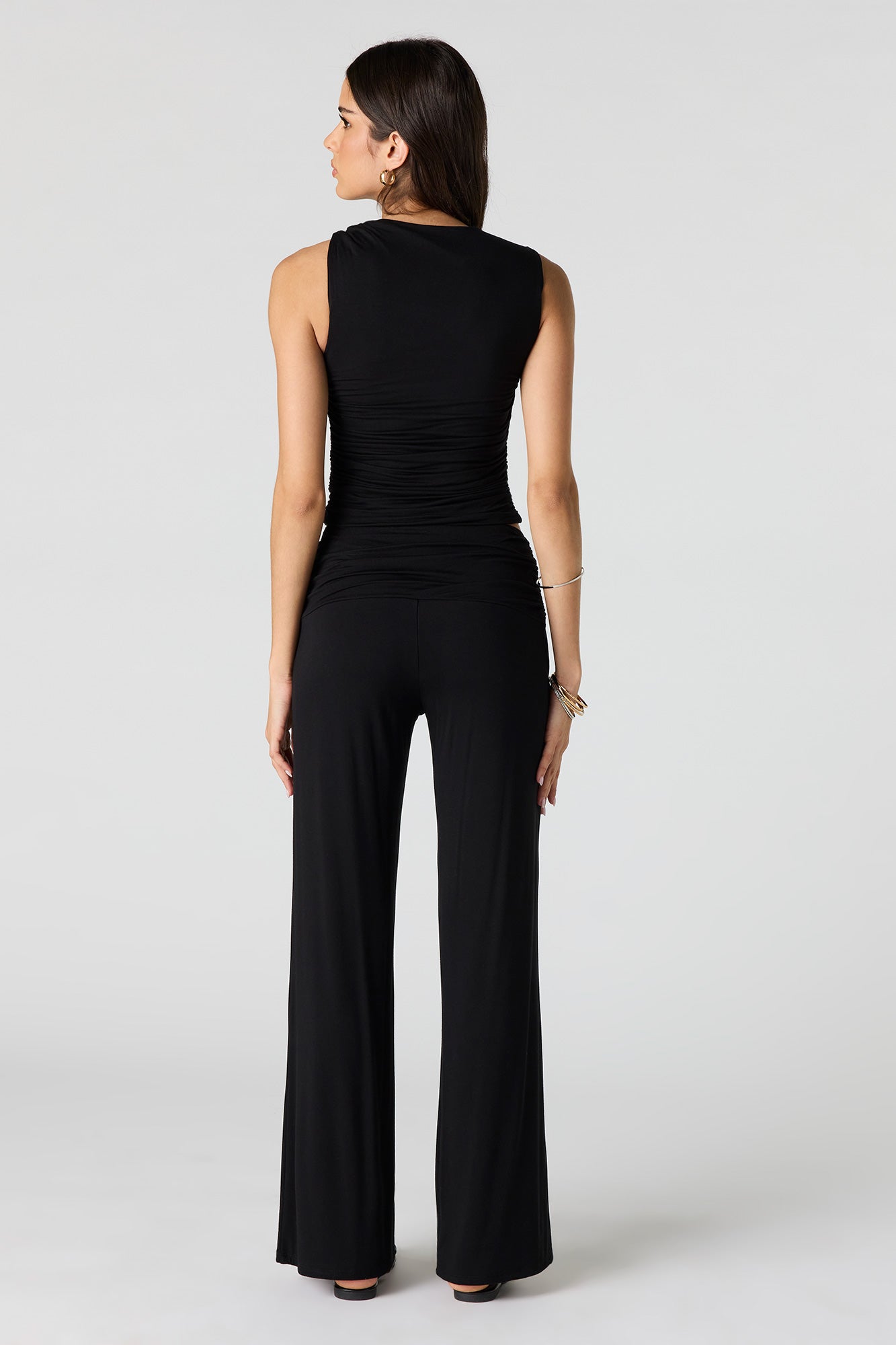 Ruched Waist Wide Leg Pant