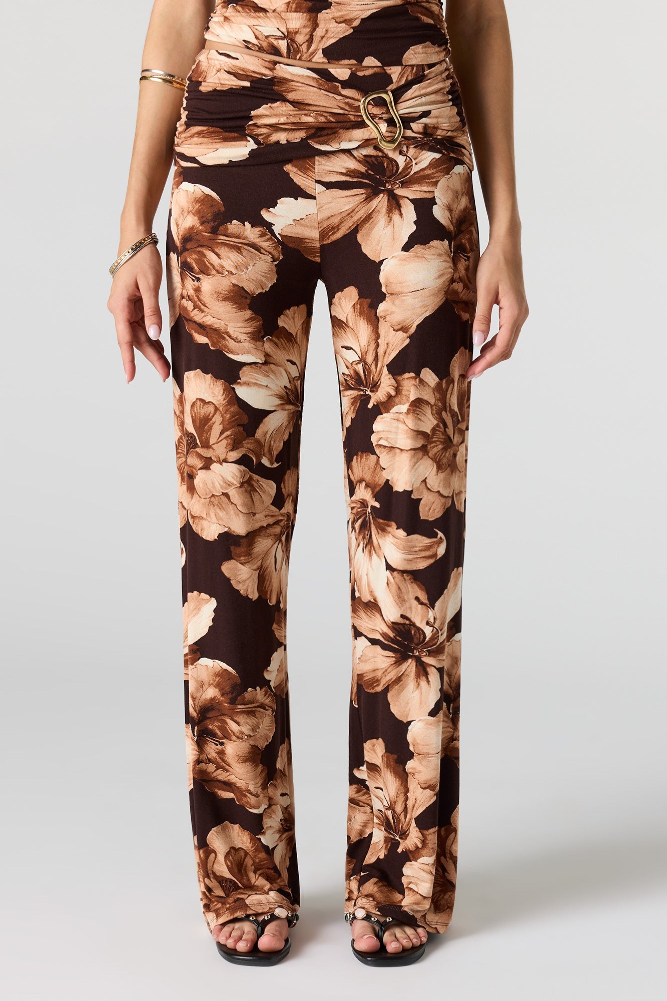 Ruched Waist Wide Leg Pant