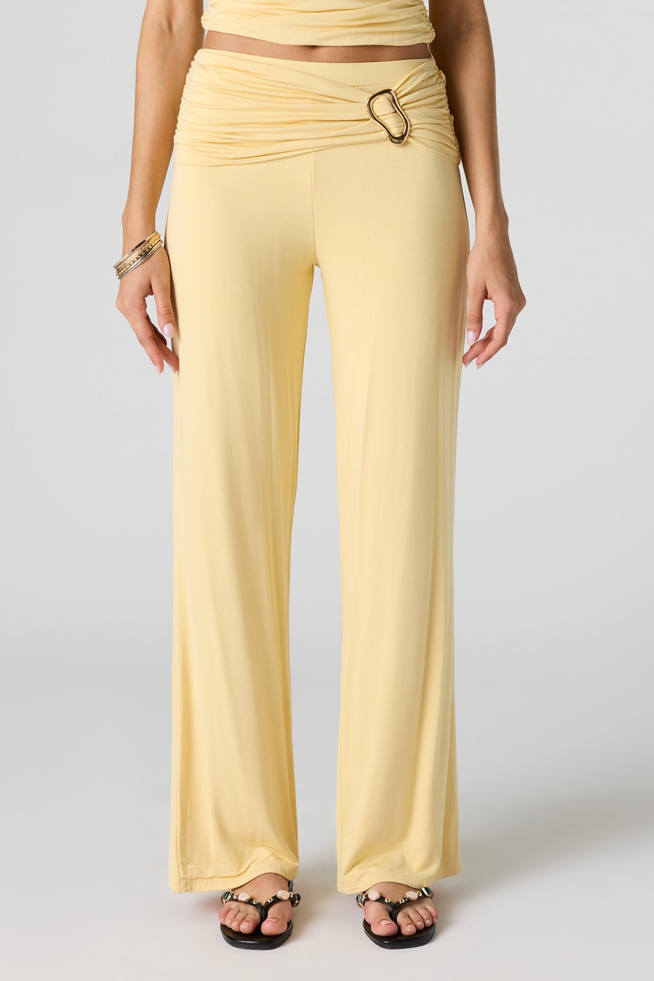 Ruched Waist Wide Leg Pant