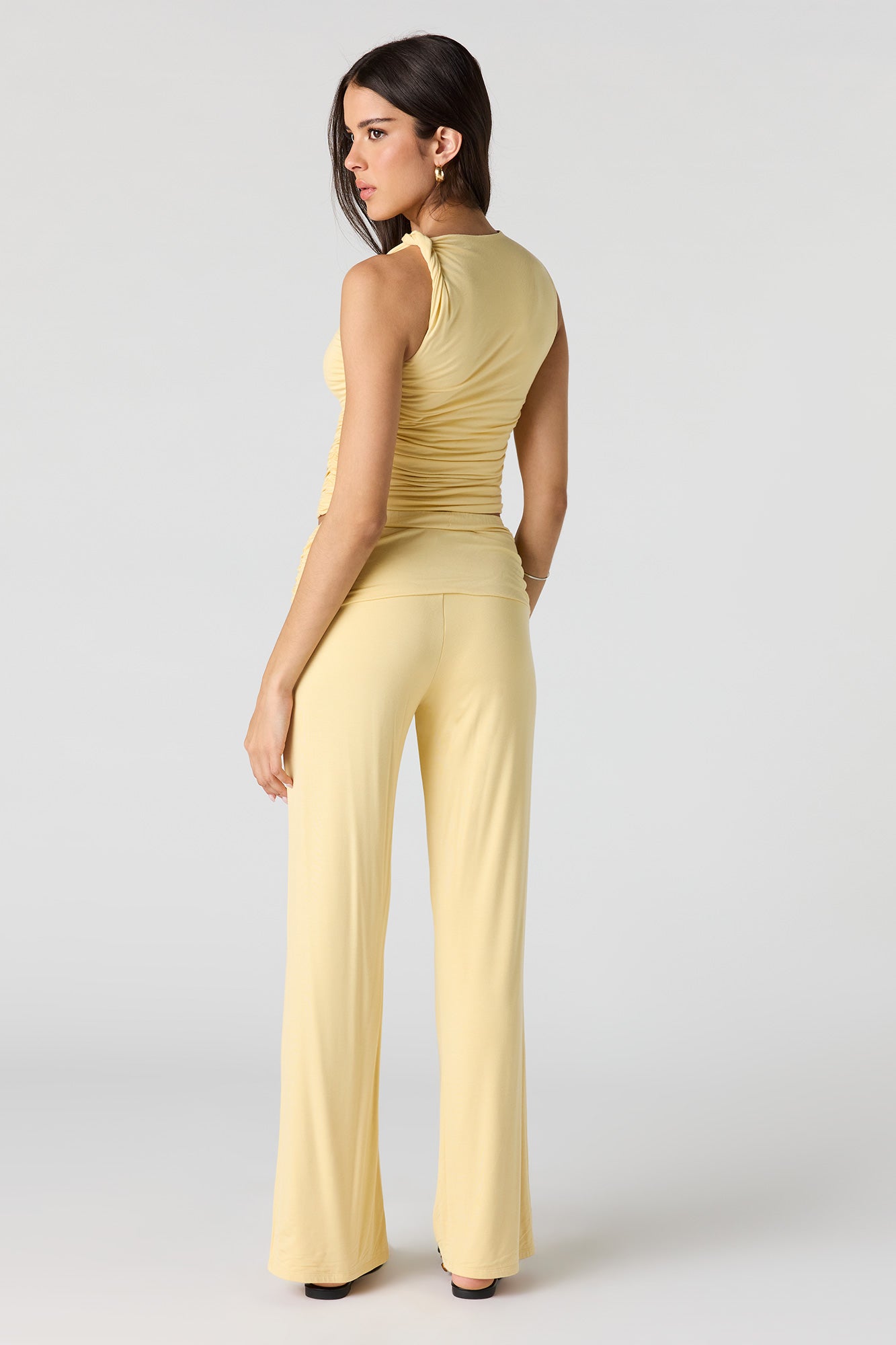 Ruched Waist Wide Leg Pant