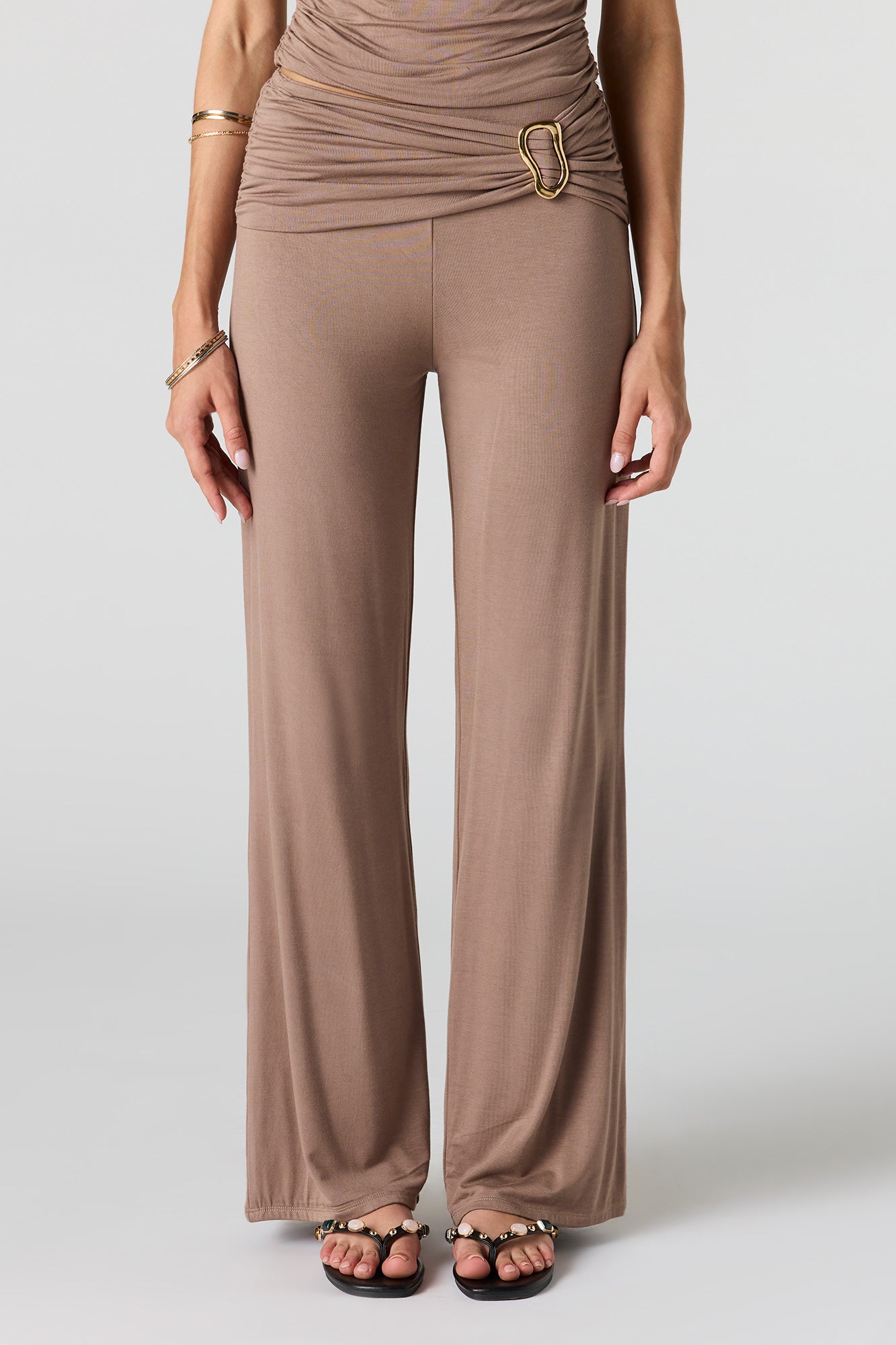 Ruched Waist Wide Leg Pant
