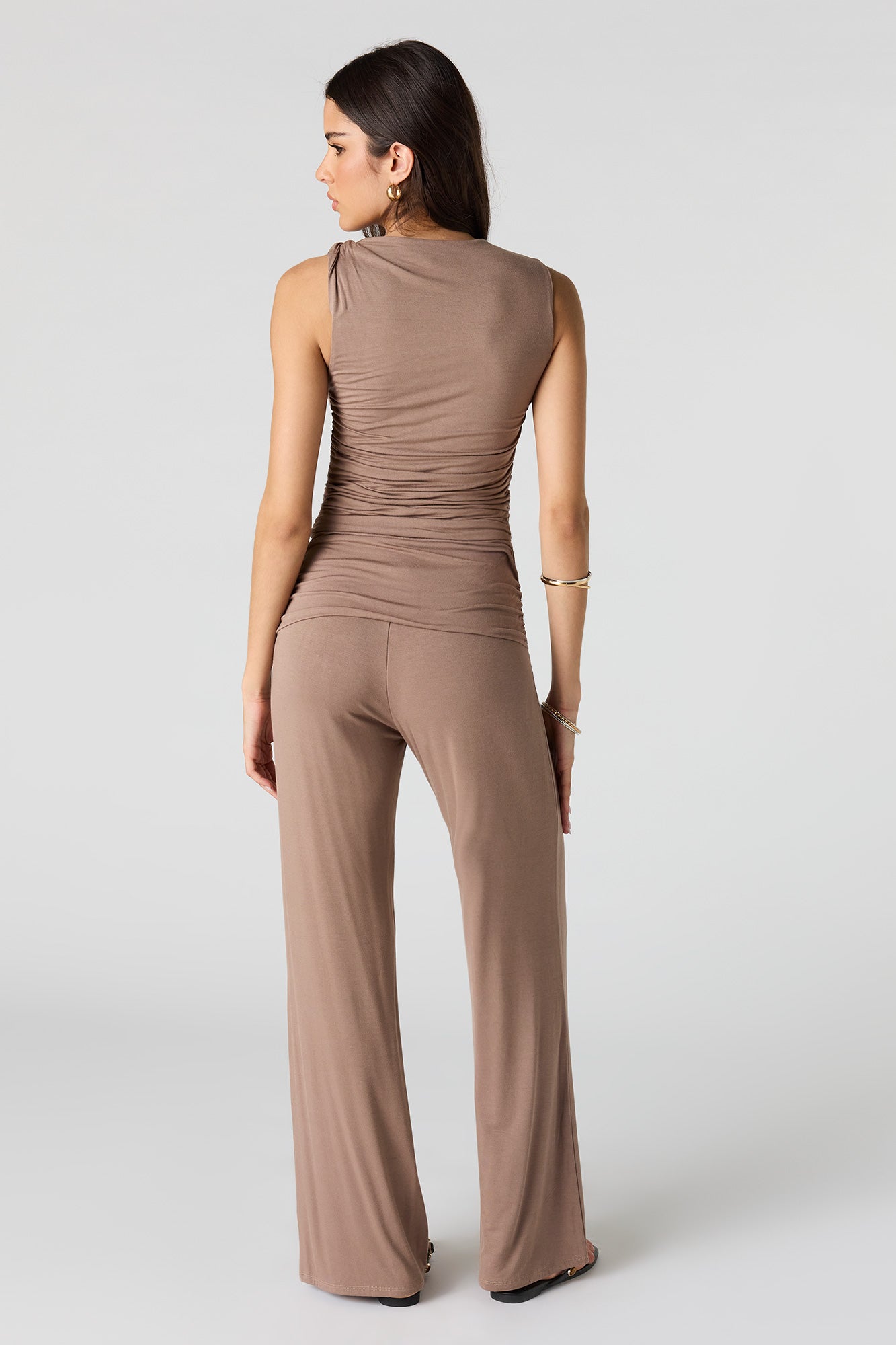 Ruched Waist Wide Leg Pant