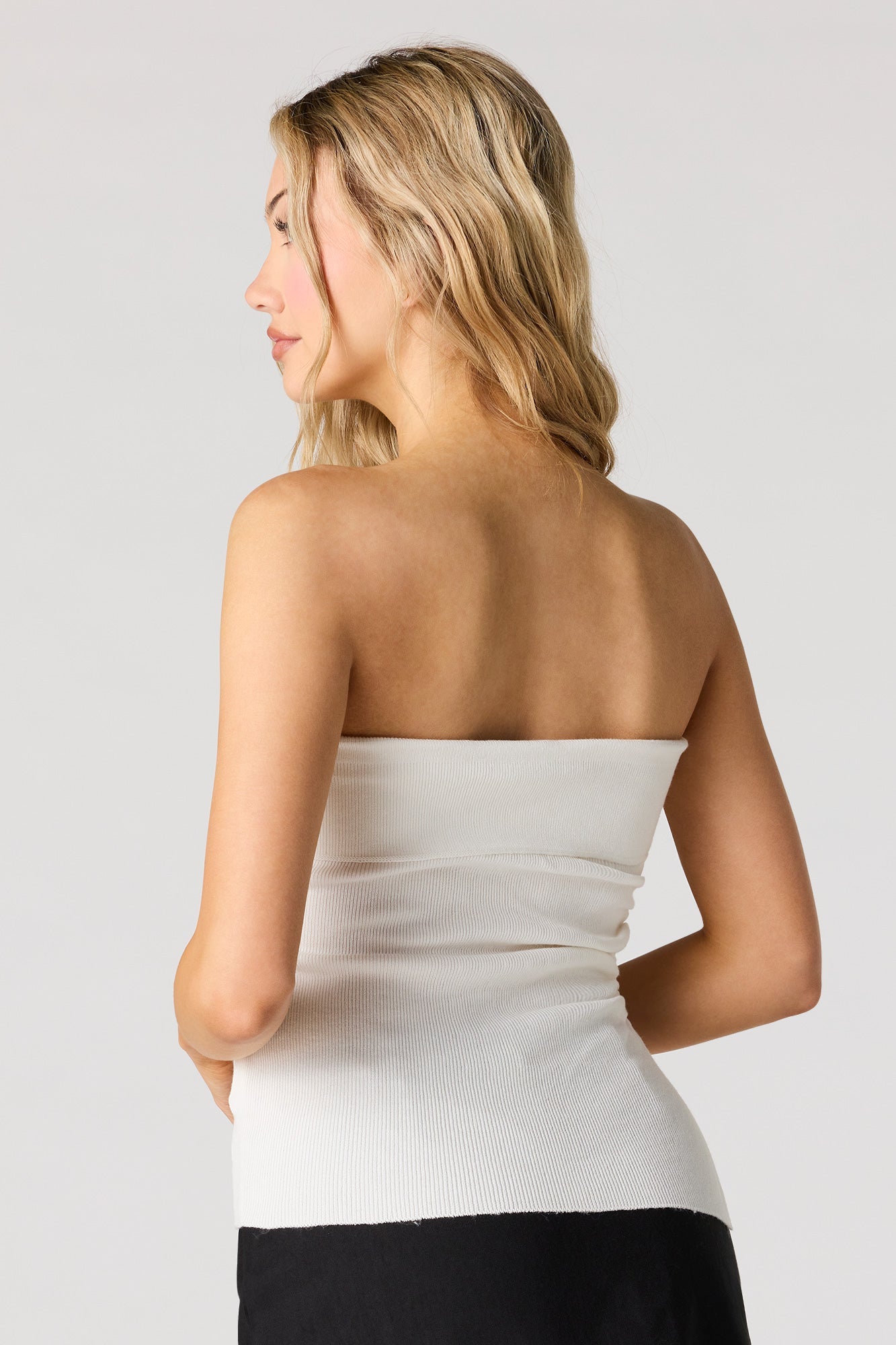Asymmetrical Ruched Knit Tube Top