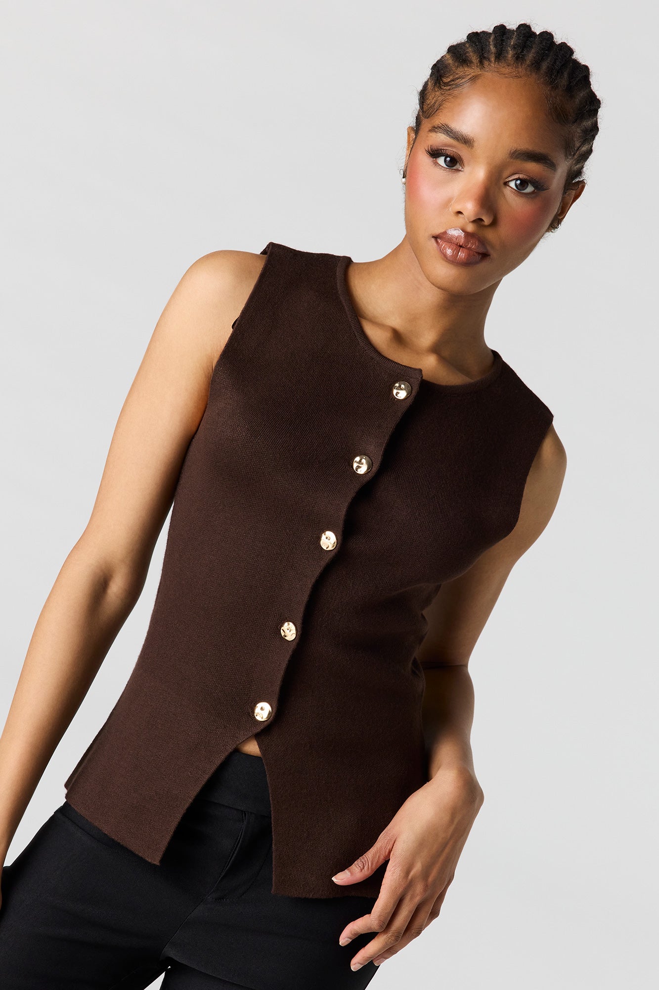Knit Button-Up Vest