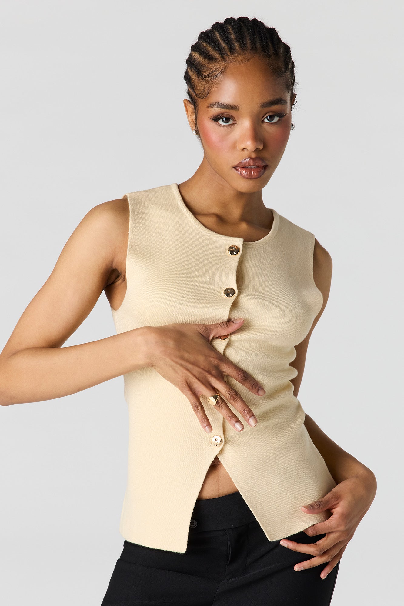 Knit Button-Up Vest