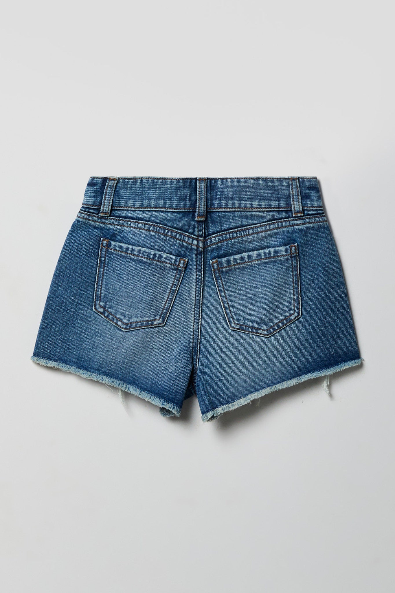 Girls Ripped High Rise Denim Short with Keychain