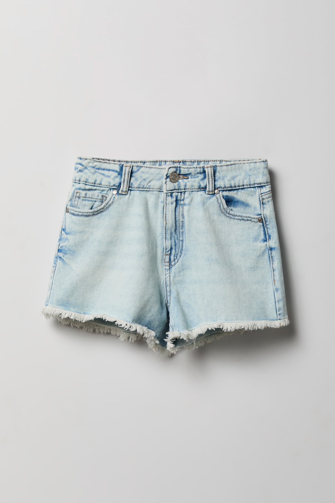 Girls Stitched High Rise Denim Short