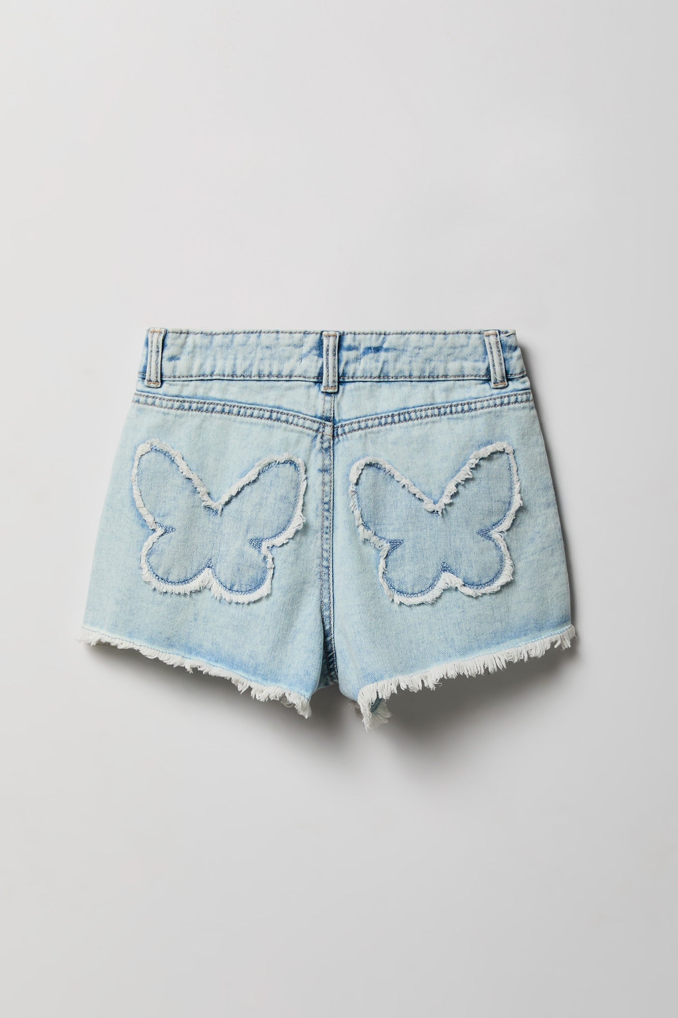 Girls Stitched High Rise Denim Short