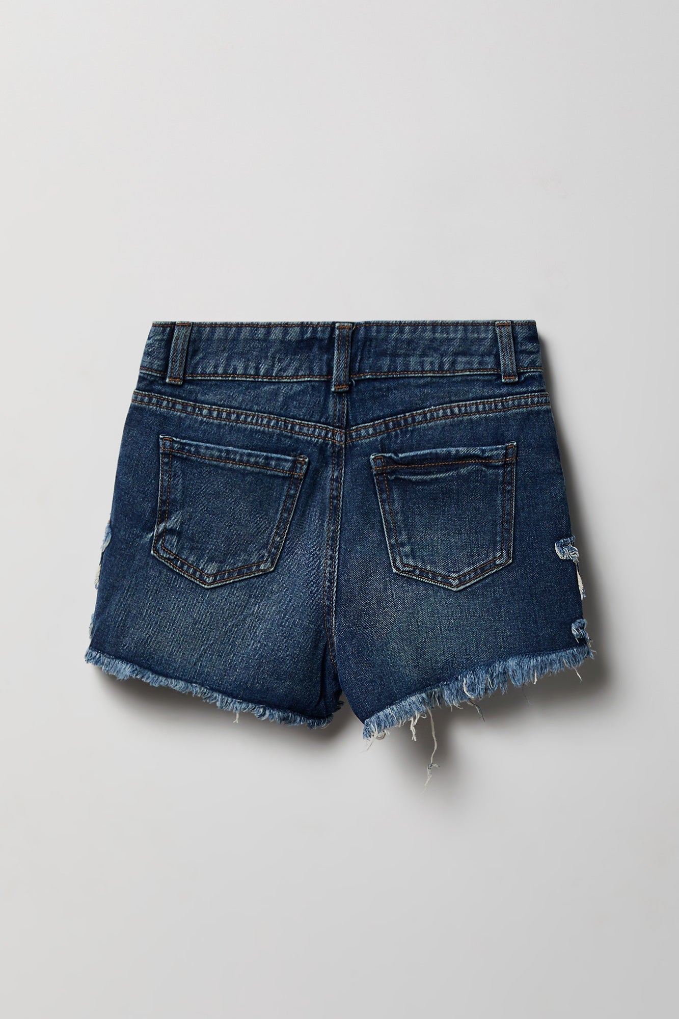 Girls Stitched High Rise Denim Short