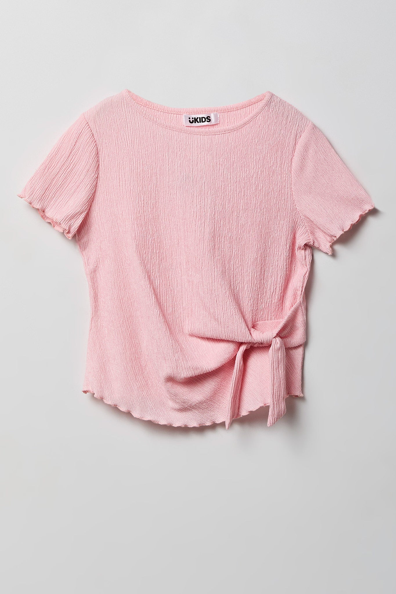 Girls Textured Side Tie Top & Pant Set