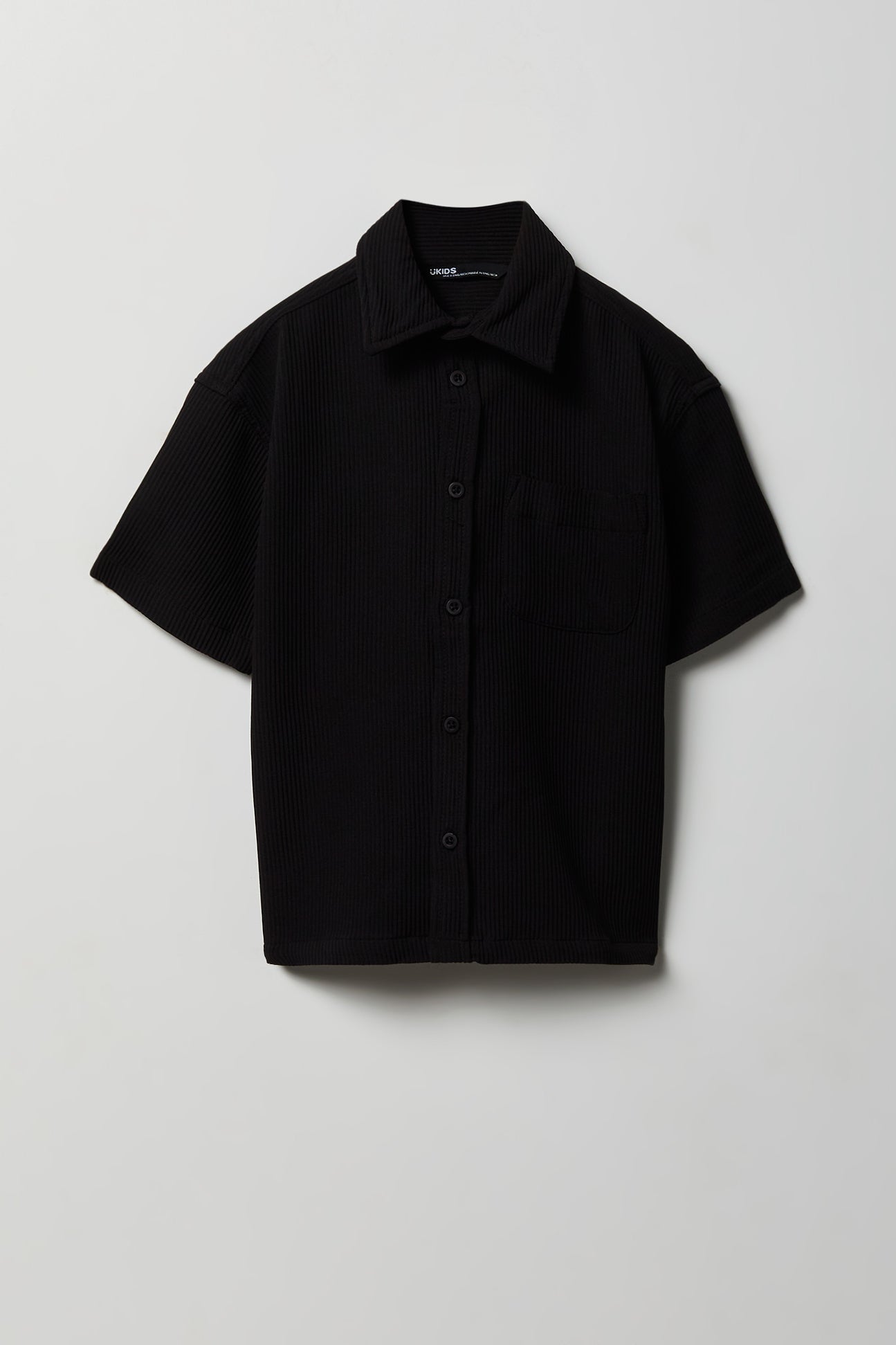 Boys Textured Button-Up Collared Boxy Top