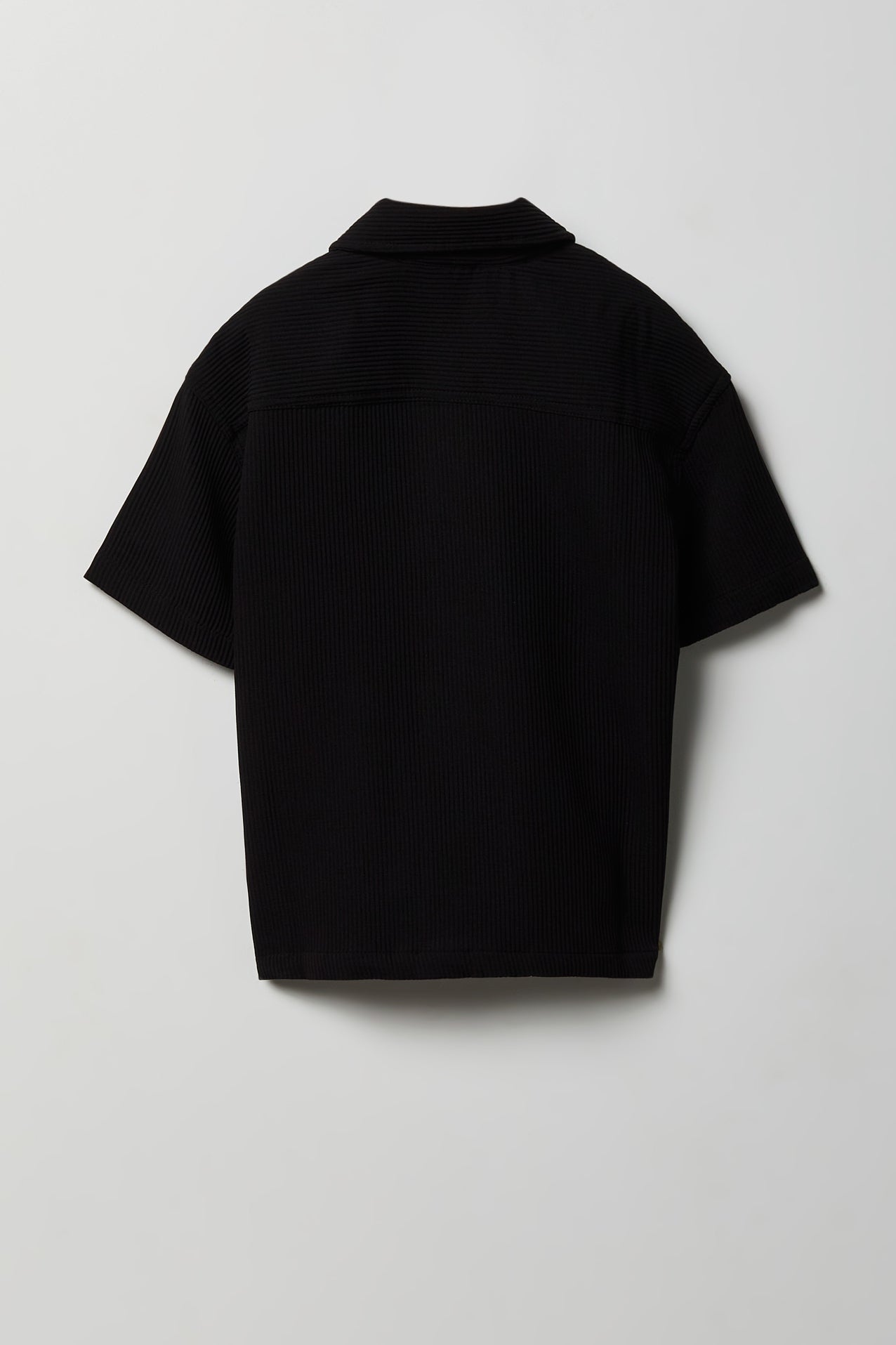 Boys Textured Button-Up Collared Boxy Top
