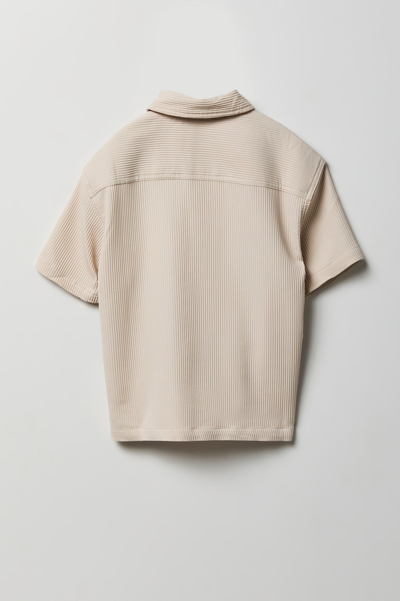 Boys Textured Button-Up Collared Boxy Top