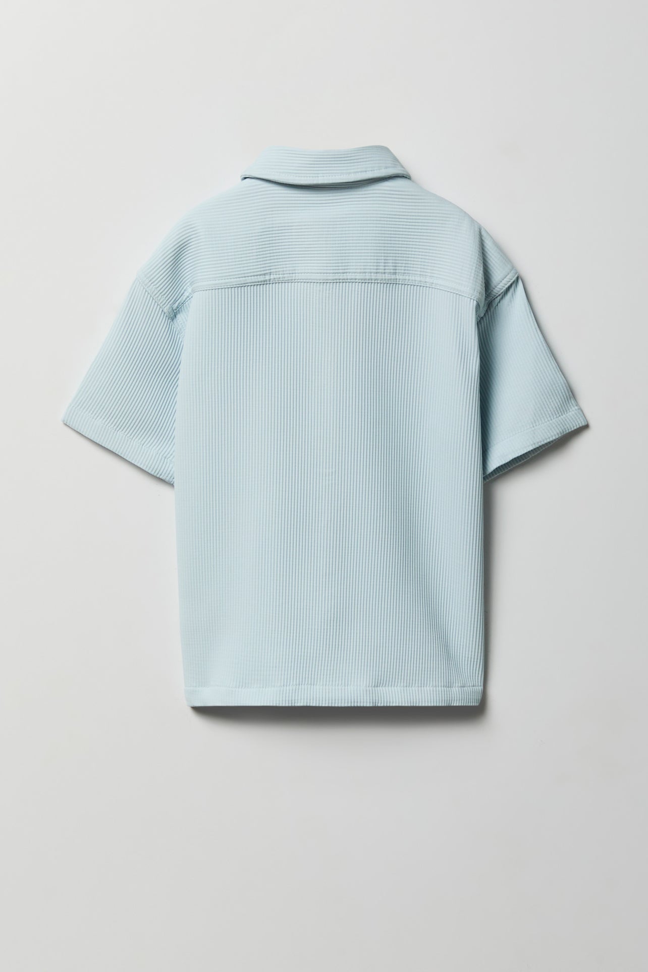 Boys Textured Button-Up Collared Boxy Top