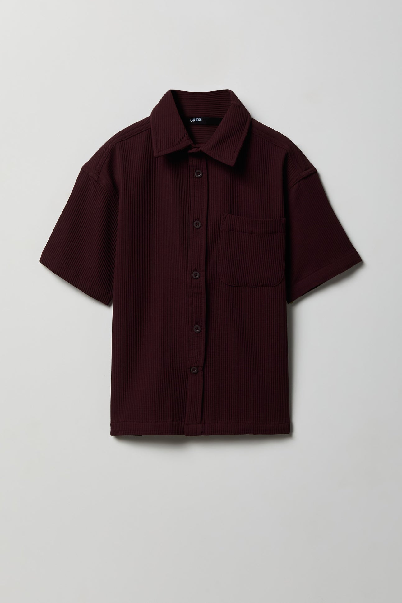 Boys Textured Button-Up Collared Boxy Top