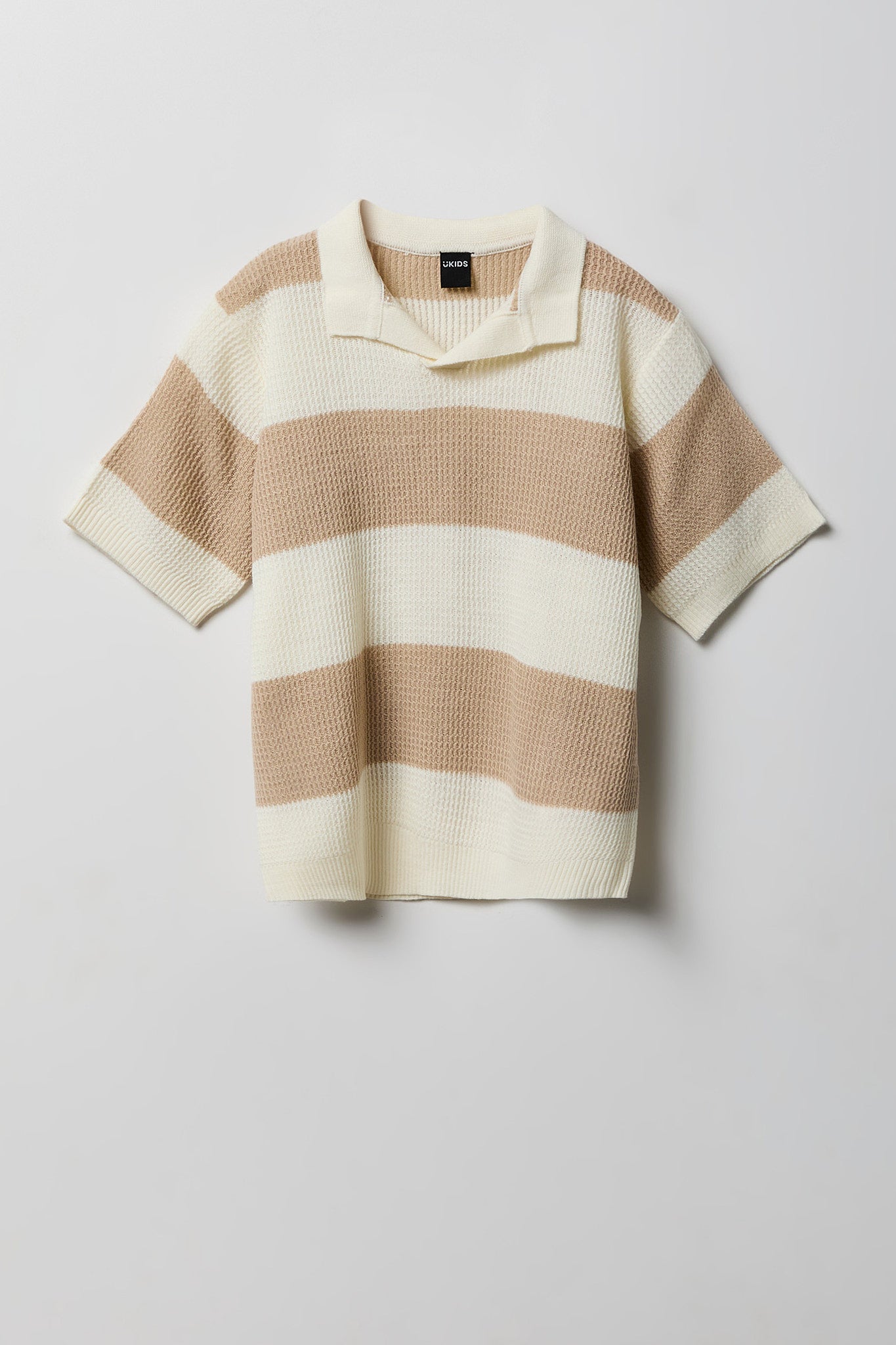 Boys Striped Knit Johnny Collar Polo