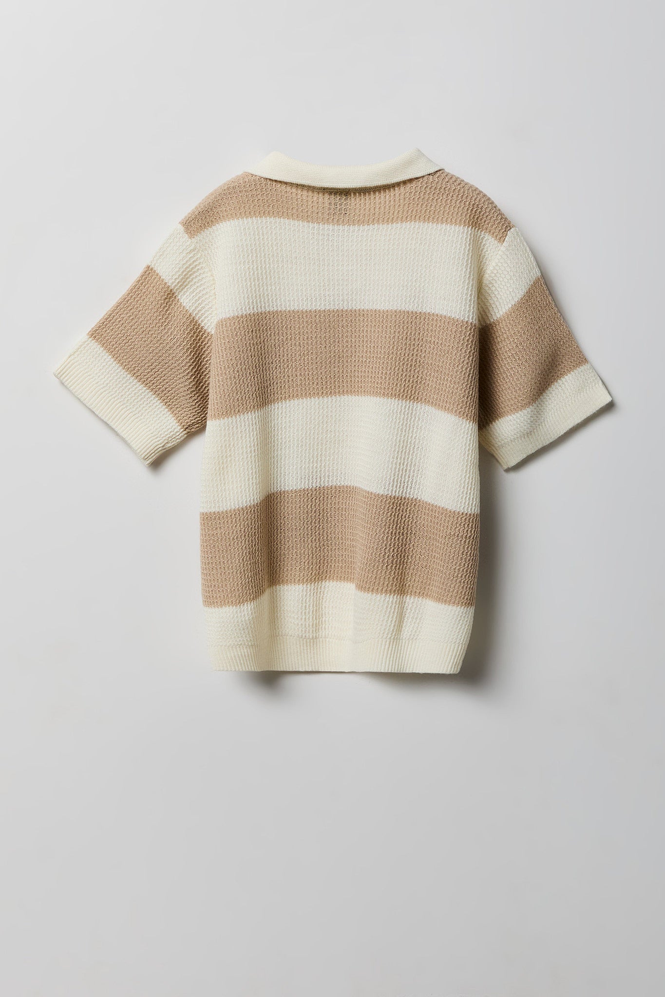 Boys Striped Knit Johnny Collar Polo