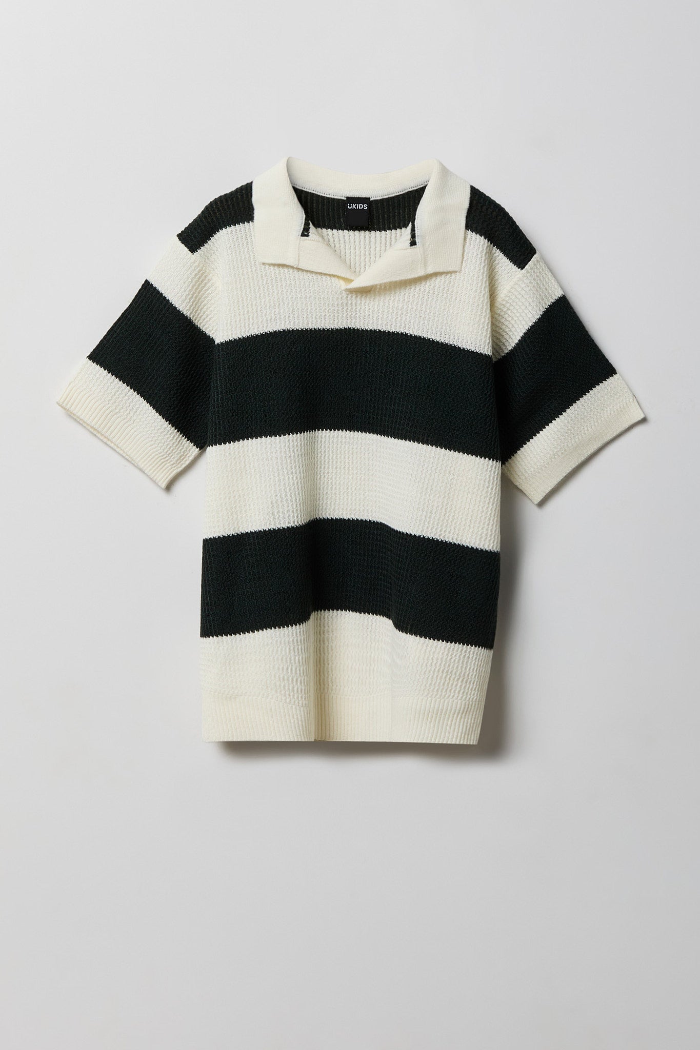 Boys Striped Knit Johnny Collar Polo