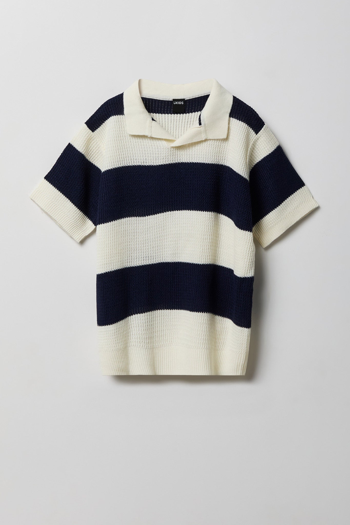 Boys Striped Knit Johnny Collar Polo