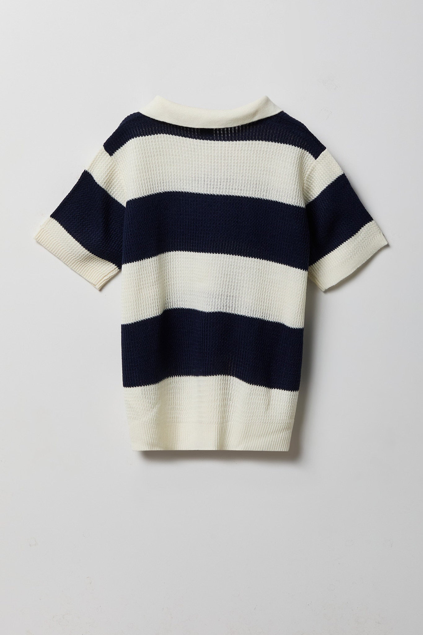 Boys Striped Knit Johnny Collar Polo