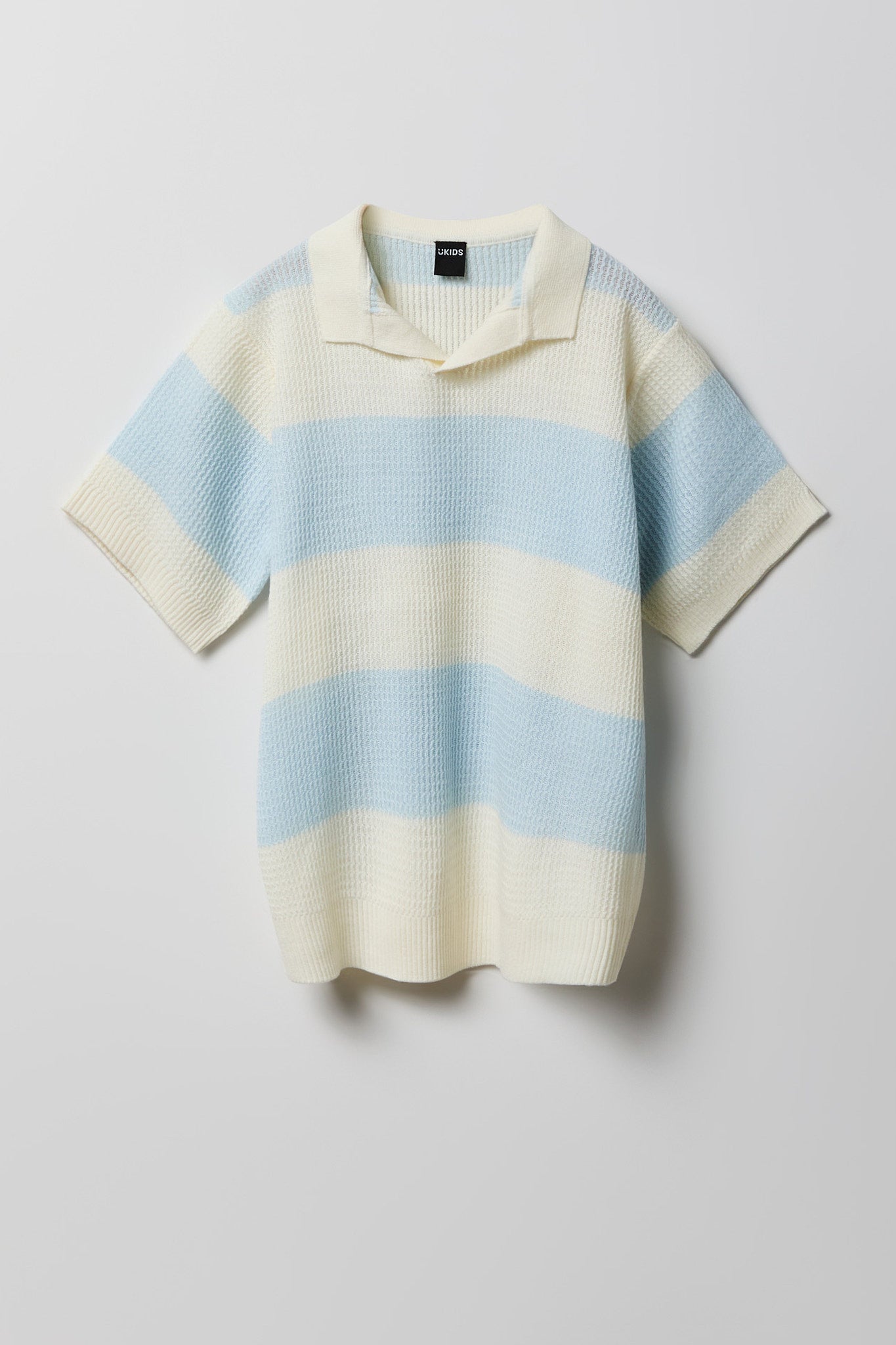 Boys Striped Knit Johnny Collar Polo