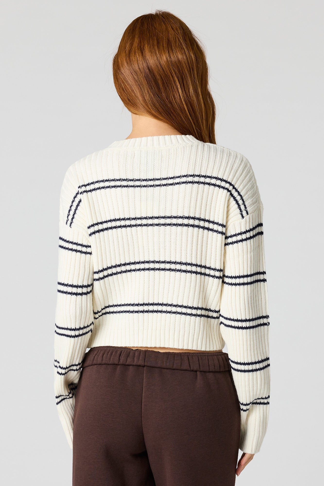 Striped Ribbed Knit Sweater
