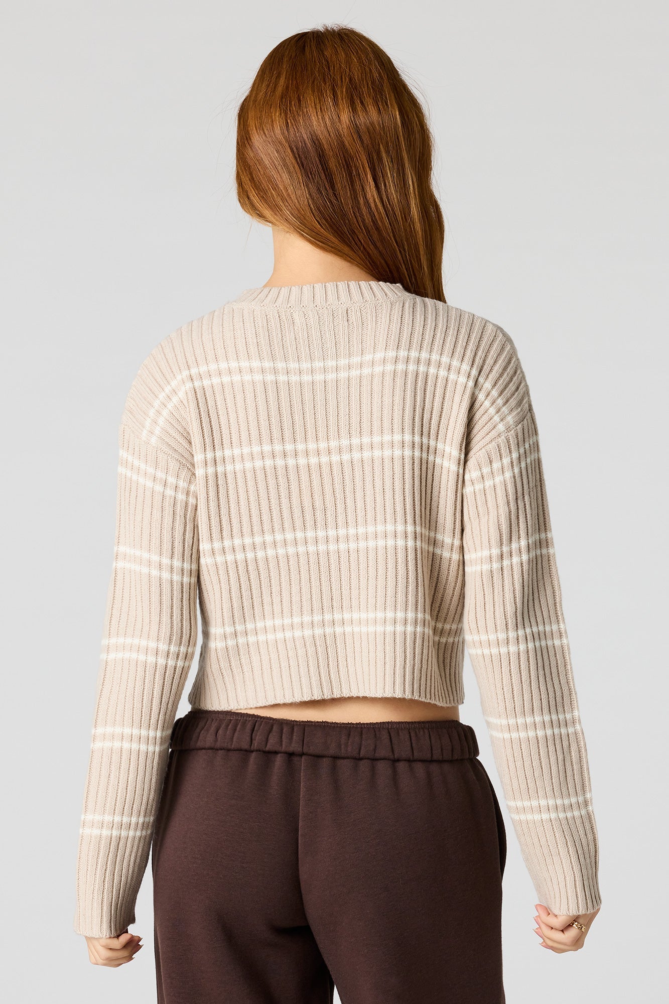 Striped Ribbed Knit Sweater