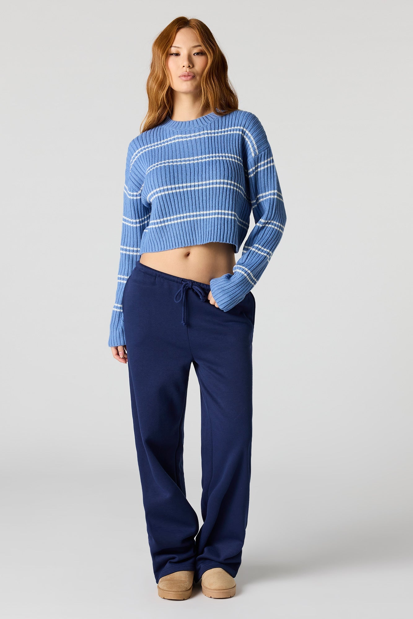 Striped Ribbed Knit Sweater