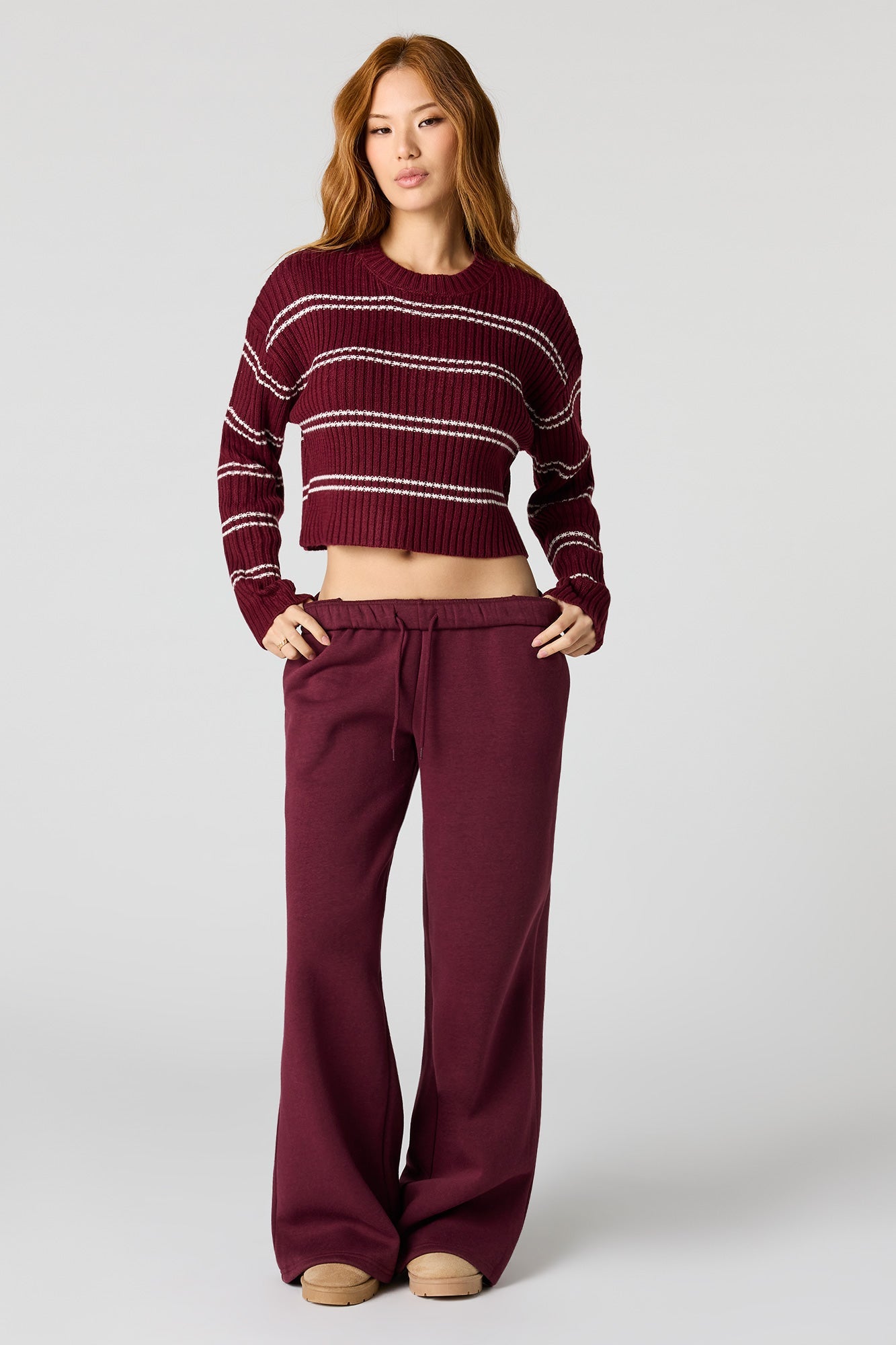 Striped Ribbed Knit Sweater