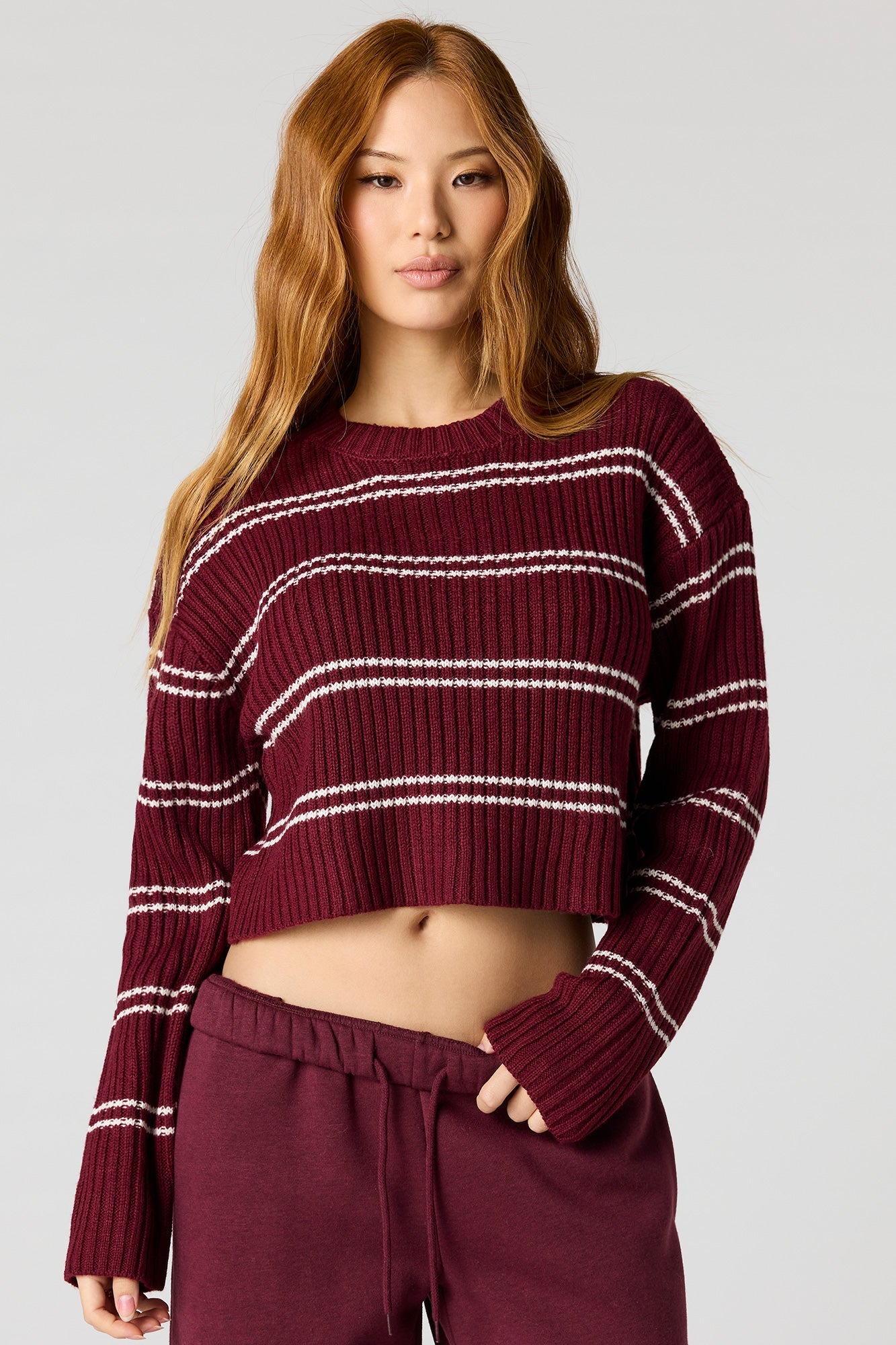 Striped Ribbed Knit Sweater